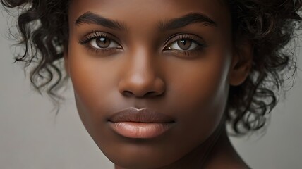 Naklejka premium Portrait of a beautiful young African American girl looking at the camera