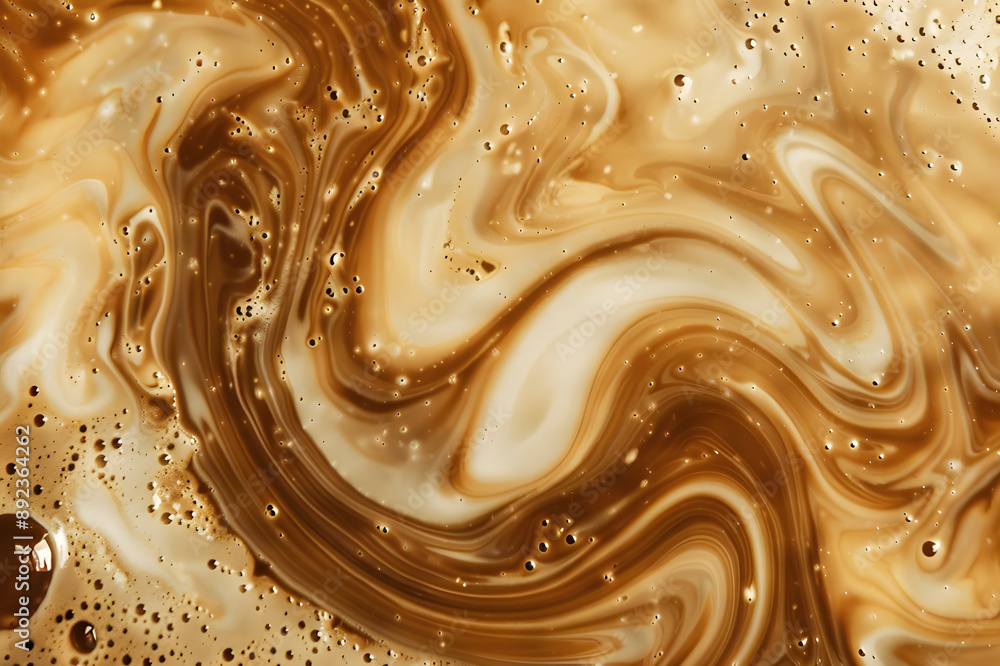 Aufkleber Abstract image featuring cream and brown swirling liquid patterns, creating a mesmerizing and dynamic artistic texture.