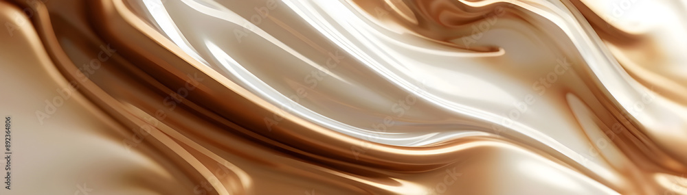 Aufkleber Abstract image showcasing dynamic cream and brown swirls, creating a visually captivating and fluid artistic pattern.