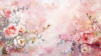 pink flowers watercolor background