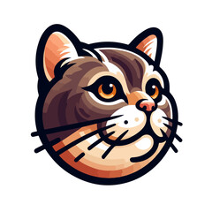 flat vector logo of a cute cat, flat logo of a cute cat.
