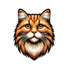 flat vector logo of a cute cat, flat logo of a cute cat.