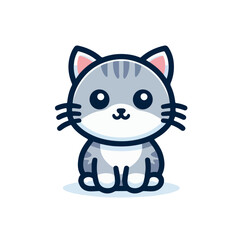 flat vector logo of a cute cat, flat logo of a cute cat.