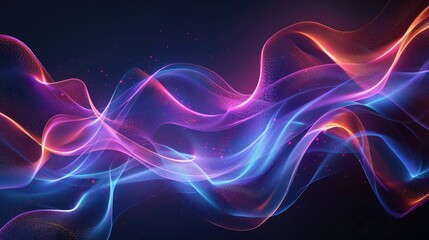 Fototapeta premium Elegant wave design with neon highlights, ideal for stylish wallpaper and poster applications 