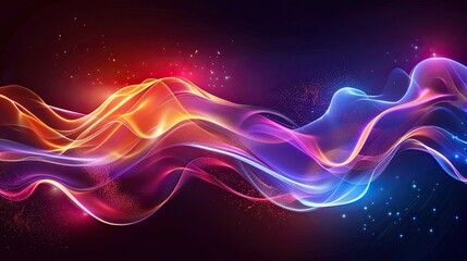 Fototapeta premium Elegant wave design with vibrant neon effects for contemporary posters and promotional banners