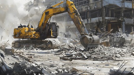 Fototapeta premium excavator at construction site. 