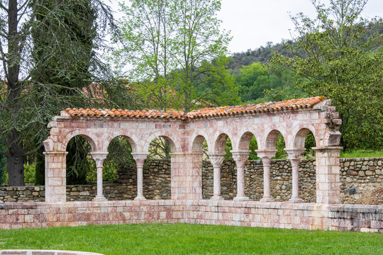 Codalet, France. 05-04-2024. Cloister of the Saint Michel de Cuxa abbey in Codalet in France.
