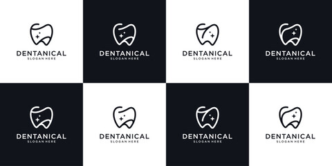Obraz premium Dental Clinic Logo. Minimalist Tooth logo design collection.