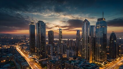 Fototapeta premium Digital images with the theme of cities in the sky