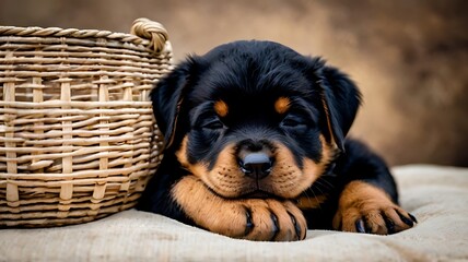 Fototapeta premium portrait of a rottweiler puppy