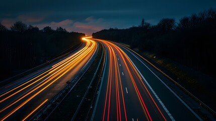 高速道路の車の光跡