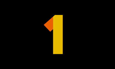 1 Orange Logo Number Half Yellow Simple