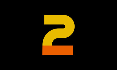 2 Orange Logo Number Half Yellow Simple