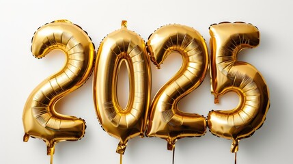Party Balloon Shaped as '2025' on Plain Background