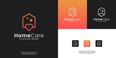 Obraz premium A line art icon logo of a house with a heart logo design inspiration.