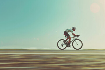 Fototapeta premium Fast-Moving Cyclist Side View with Crisp Background