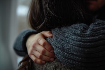 Comforting Hand on Woman's Shoulder Close-Up