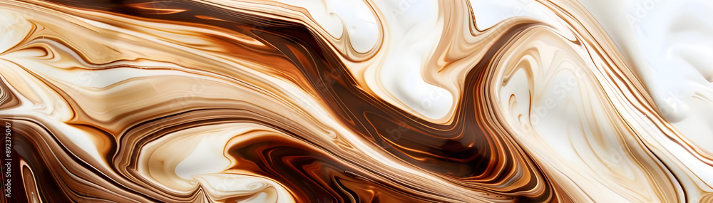 Poster Abstract image showcasing dynamic cream and brown swirls, creating a visually captivating and fluid artistic pattern.