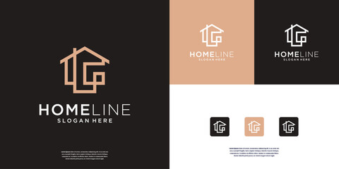 Golden real estate logo concept architecture building home logo design template