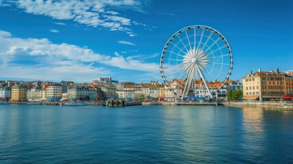 Obraz premium Ferris Wheel by the Waterfront