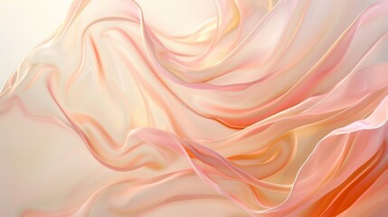 Obraz premium A soft pink background with a smooth, flowing fabric design shimmers with orange tones