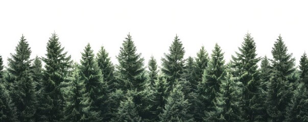 A row of trees with a white background.