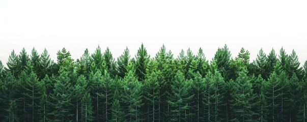 A row of trees with a white background.