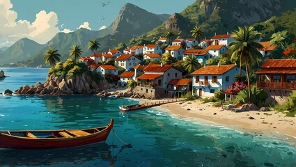 : Santorini Dreamscape || cascading houses || AI Generated