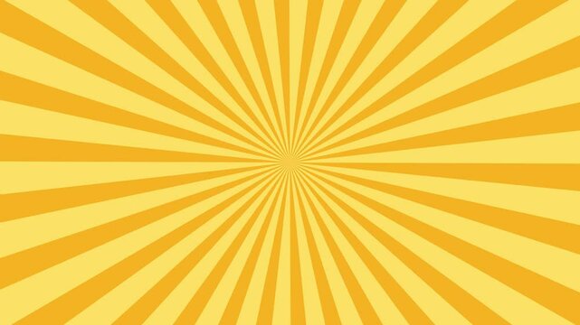 Orange and Yellow sunburst rays animated comic background rotation stripes background, Sunbeam animation in 4k. Abstract seamless background video.