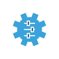gear icon color or logo illustration glyph color blue style