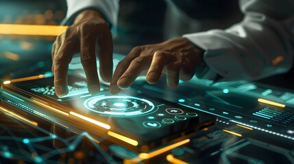 Naklejka premium Businessman using digital payment interface 3D rendering. 
