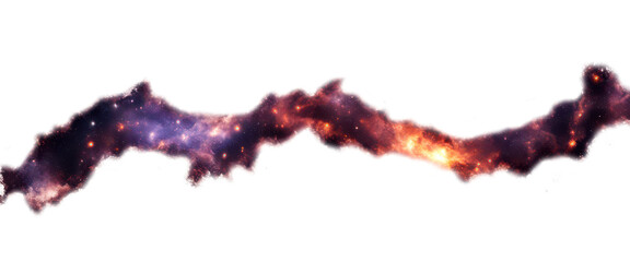 Cosmic cloud filled with vibrant colors, stars, and celestial wonders, space isolate on transparent background, cutout, png 