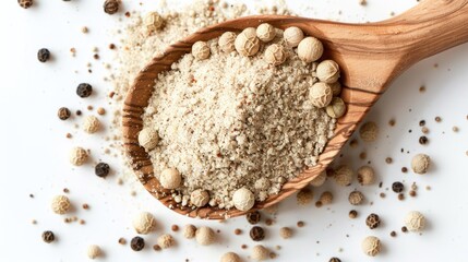 A wooden spoon filled with a mix of ingredients, perfect for cooking and baking