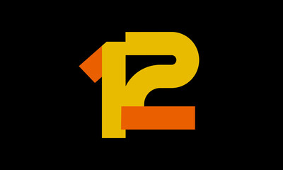 12 Orange Logo Number Half Yellow Simple