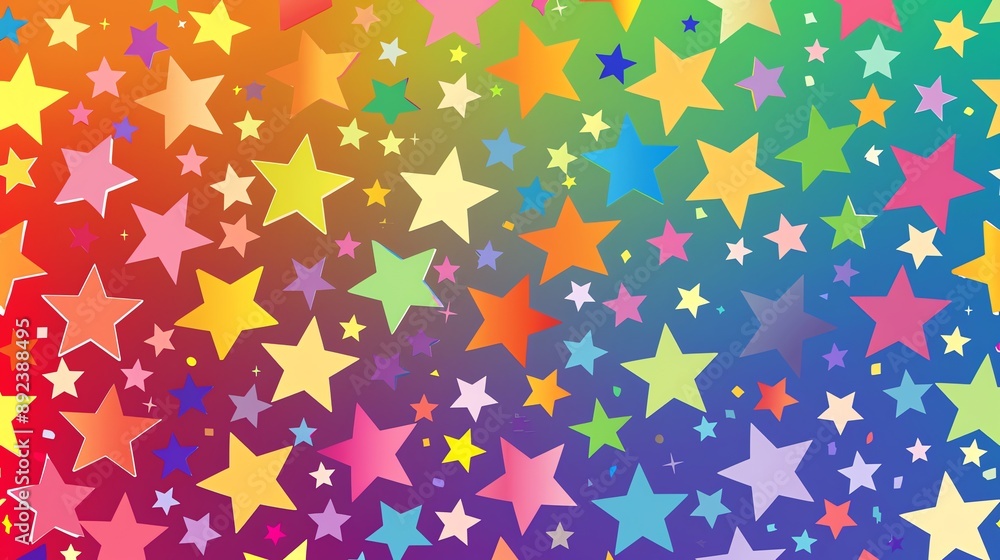 Poster a colorful, abstract background with stars on a gradient background.