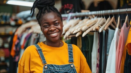 Fototapeta premium Smiling Woman In Clothing Store