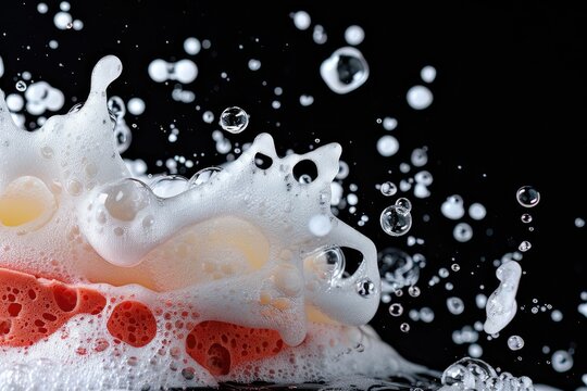 A small, round sponge on a dark background