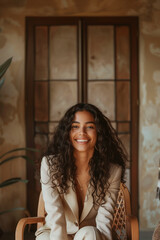 Fototapeta premium Portrait of a beautiful young woman for design, branding, social networks, media. AI generated