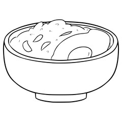 rice bowl and sunny side up egg illustration hand drawn outline vector	
