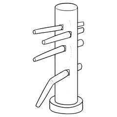 wooden dummy or mok yan jong illustration hand drawn outline vector	
