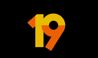 19 Orange Logo Number Half Yellow Simple
