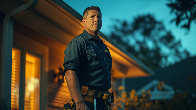 Confident Man in Work Attire at Twilight
