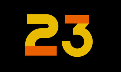 23 Orange Logo Number Half Yellow Simple