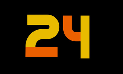 24 Orange Logo Number Half Yellow Simple