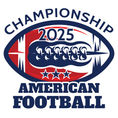 Sports template for American football with ball. Vector color illustration.