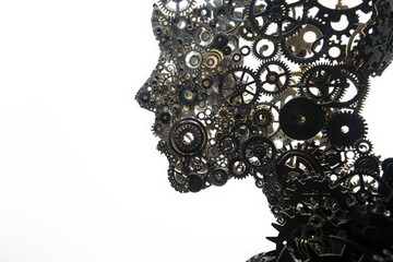 Giant human silhouette filled with interconnected gears