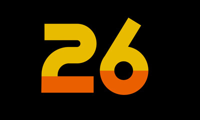 26 Orange Logo Number Half Yellow Simple