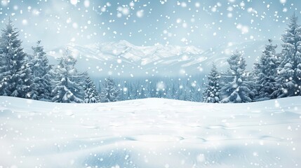 Snow Scenery Background with Copy Space Featuring Clipping Mask, Gradient, Transparency, Gradient Mesh, and Blending Tool for Winter Themed Design and Visual Projects