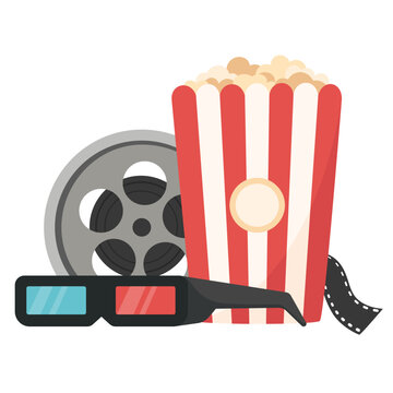 Popcorn and 3D glasses for watching movies