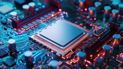 Obraz premium Close-up of a CPU being installed on a motherboard